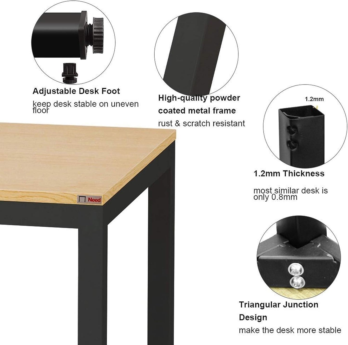 Need Small Computer Desk for Home&Office- 31.5'' Length Small Writing Desk Gaming Desk Students Laptop Use, Teak Color Desktop & Black Frame AC3BB(8060)