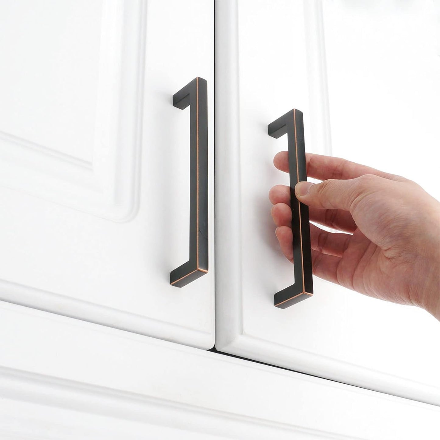 KOOFIZO Solid Square Bronze Kitchen Cabinet Handles Oil Rubbed Bronze Cabinet Pulls, 5 Pack 5 Inch Bronze Hardware for Kitchen Cabinets Drawers Dresser Cupboard Bedroom Bathroom