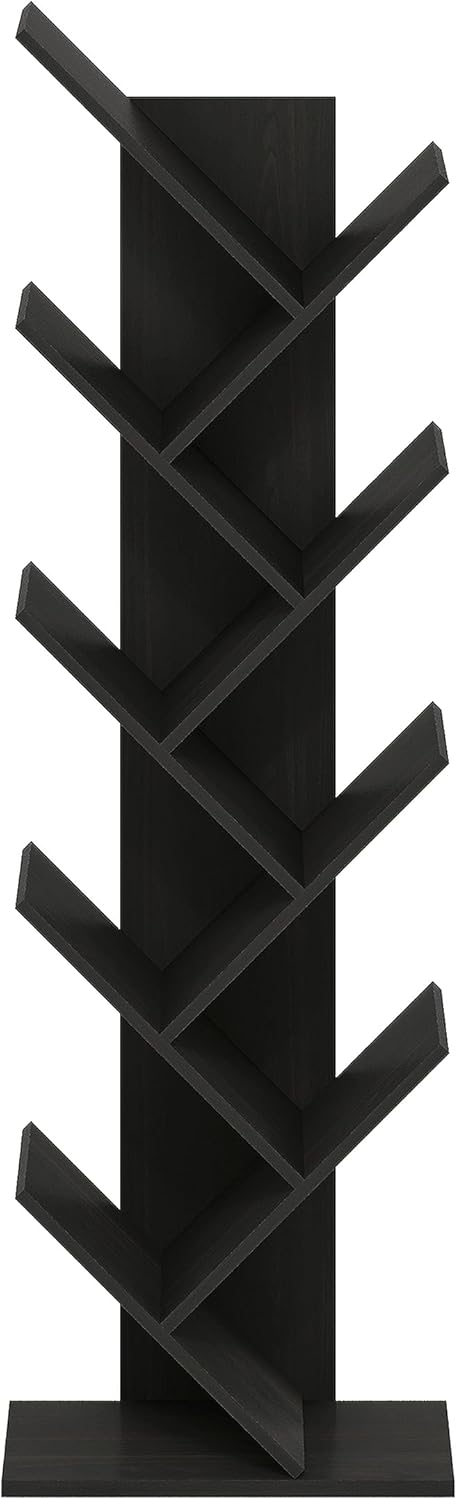 Furinno Bookshelf 9-Tier Floor Standing Tree Bookcase, Espresso