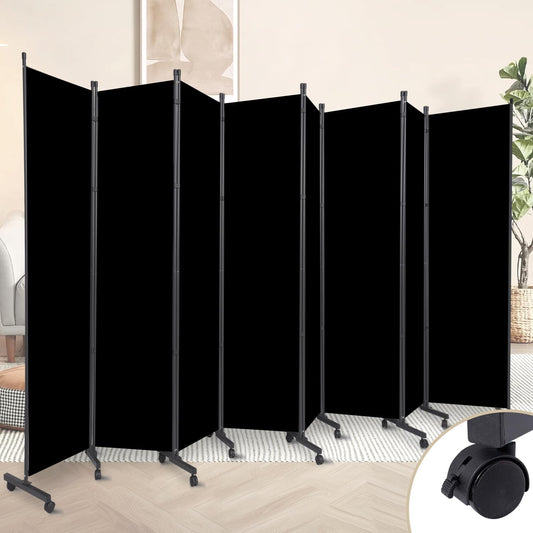 Room Divider 8 Panel Room Dividers/Wheels, Room Divider Panel for Office Room Partitions and Dividers, Portable Partition Wall Divider for Room Separation, Fabric Folding Room Dividers and Screens