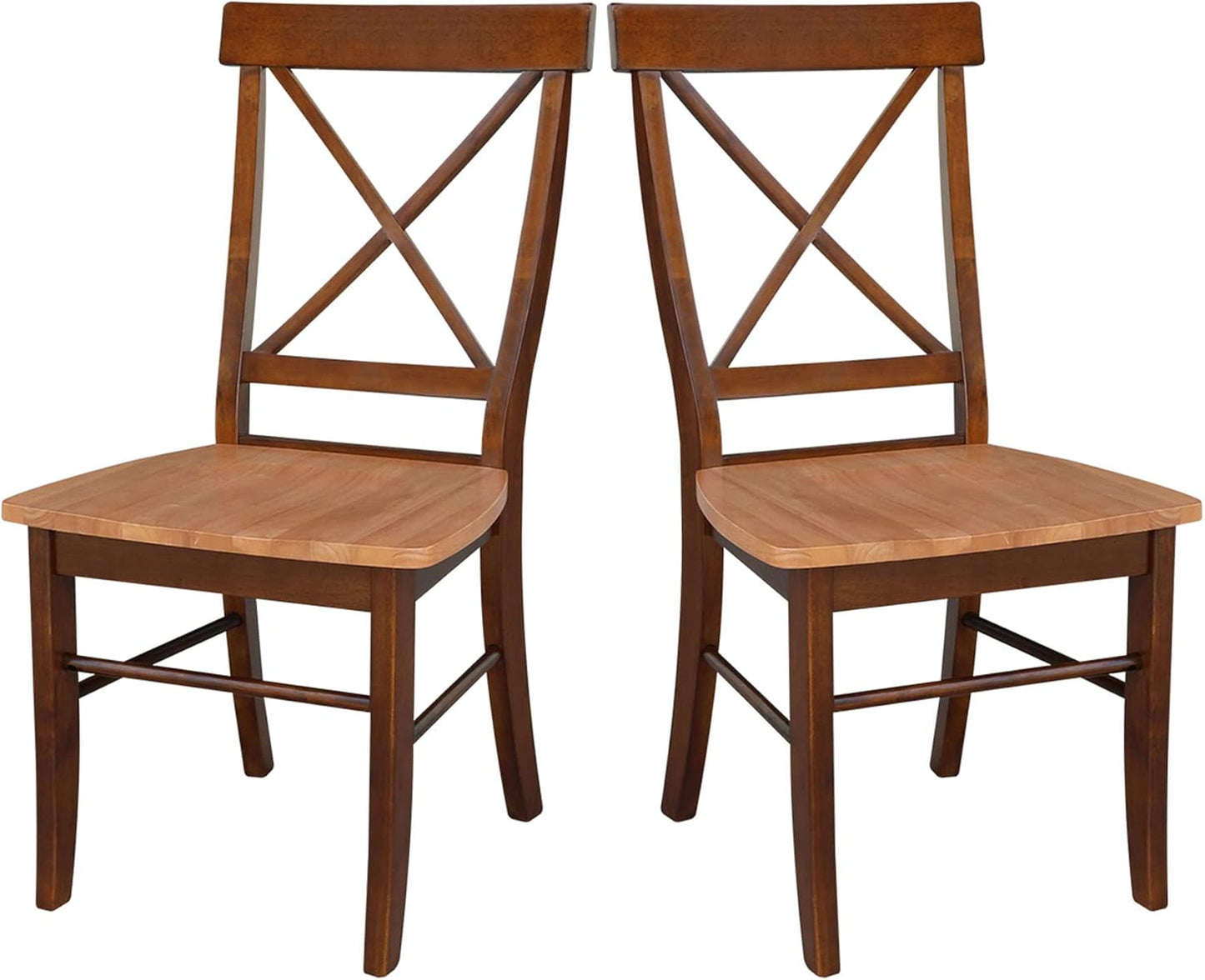 International Concepts X- Back Chair with Solid Wood Seat, Cinnemon/Espresso