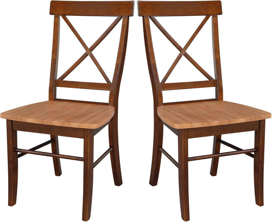 International Concepts X- Back Chair with Solid Wood Seat, Cinnemon/Espresso