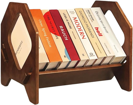 Desktop Bookshelf, Stackable Book Organizer with Handle, storage rack for CD/Magazine/File Folder, Portable Small bookshelf for Study, Living room, Kid's room, No Nails, Medium Size