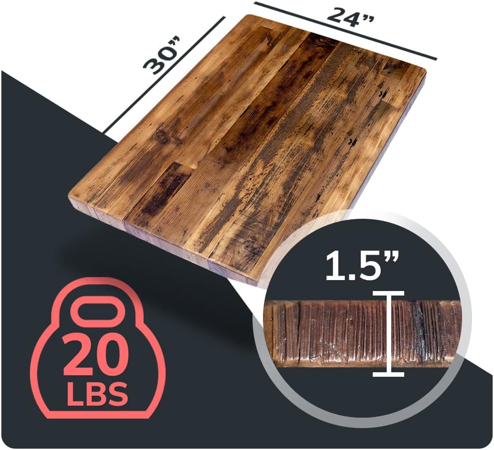 Reclaimed Wood Table Top - Rustic Recycled Wooden Piece Perfect for Kitchens, Dining and Coffee Table Tops (Reclaimed Wood Table Top - Economy, 24" x 30")