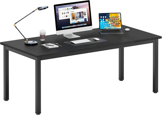 DlandHome Computer Desk, Large Executive Office Desk Study Writing Workstation for Home Office,70.8 x 31.5 inch,Black