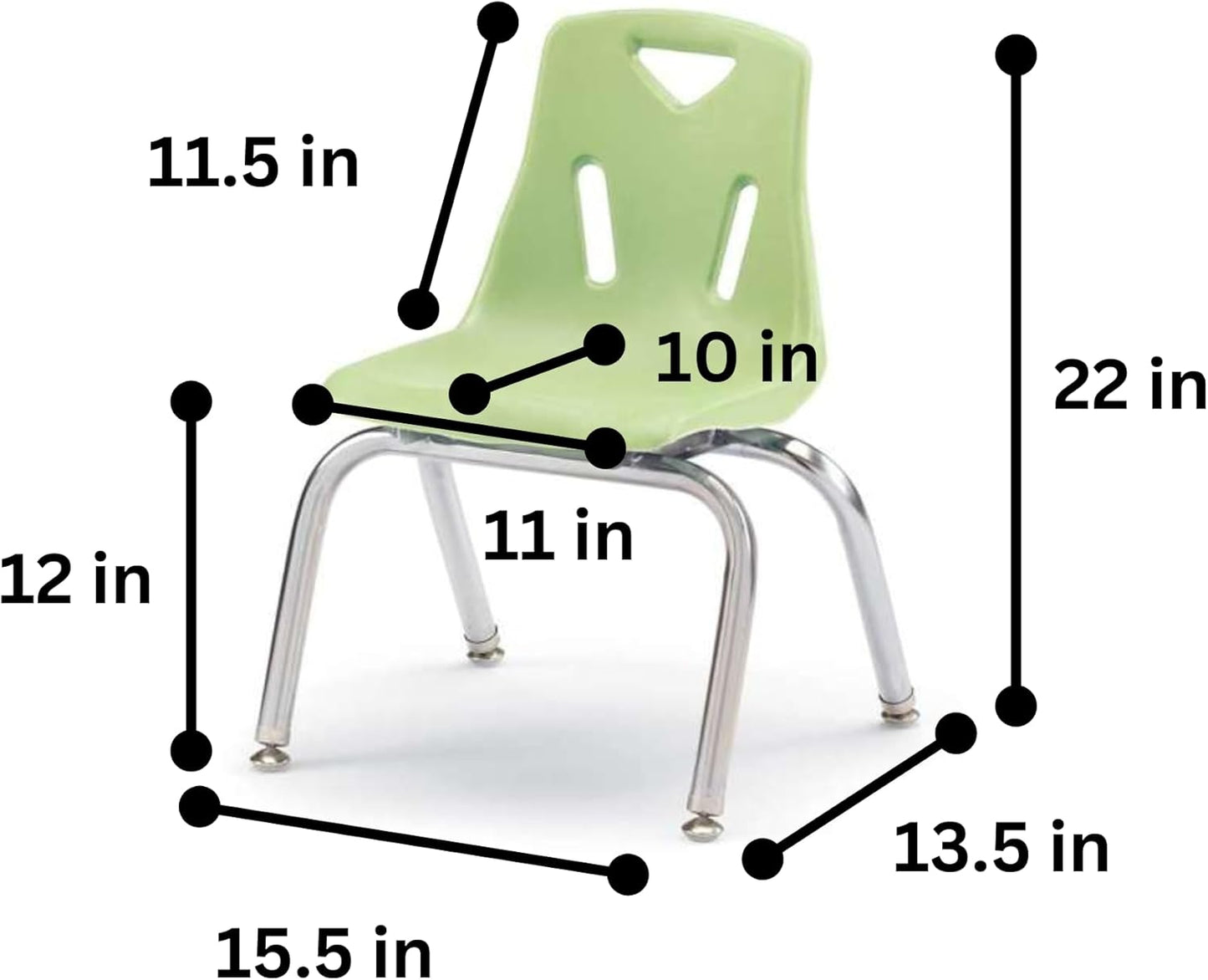 Berries Jonti-Craft 8142JC6130 Stacking Chairs with Chrome-Plated Legs, 12" Height, Key Lime, Pack of 6
