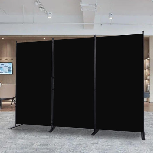 Room Divider, 3 Panel Folding Privacy Screens with Wider Support Feet, 6 Ft Portable Room Partition for Room Separator, 102" W X 71" H, Black