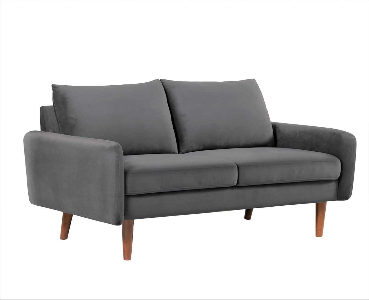 Container Furniture Direct Kent Velvet Loveseat Sofa for Modern Living Rooms and Compact Spaces, Comfy 2 Seater Couch Studio Apartment Furniture with Sleek Design, Grey