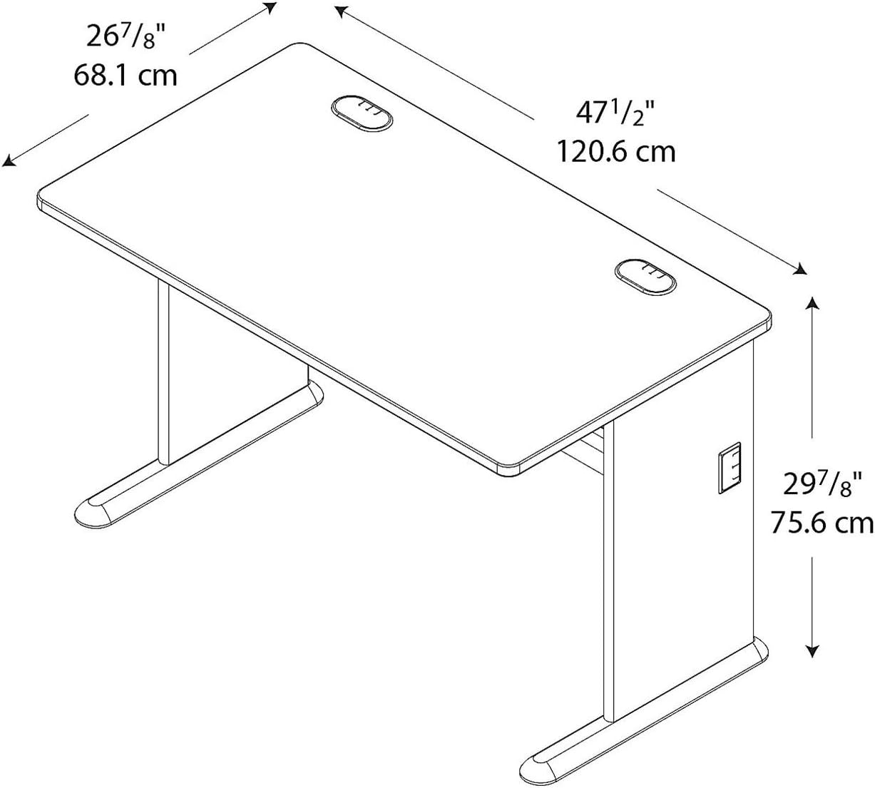 Bush Business Furniture Series A 48W Computer Desk in Natural Cherry and Slate, Small Office Table for Home or Professional Workspace