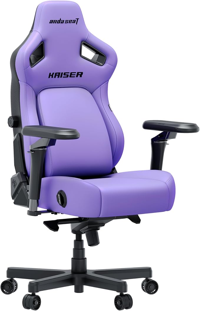 Anda Seat Kaiser 4 XL Gaming Chairs for Adults - Ergonomic Purple PVC Leather Gaming Chair with 6D Armrest, Comfortable Office Seat with Lumbar Support, Heavy Duty Wide Gamer Seat