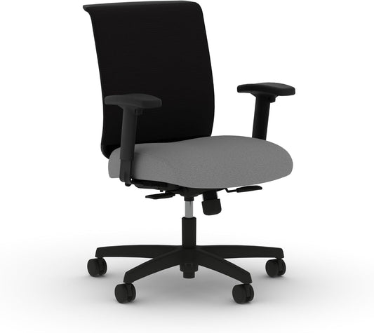 HON Convergence Ergonomic Office Chair, Breathable Back Support Mesh, Adjustable Arms, Computer Chair with Lumbar Support, Rolling Swivel Wheels, Comfortable Synchro-Tilt Recline, Fabric, Frost