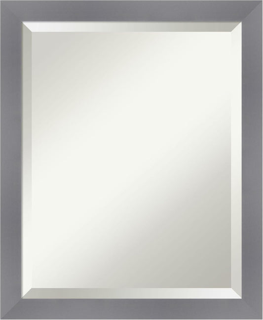 Amanti Art Grey Wall Mirror 23x19 Edwin Grey Rectangle Bathroom Mirror for Wall Decor Living Room, Small Casual Wood Frame, Hangs Horizonally and Vertically, Bathroom Decor, Beveled Edge from WI, USA