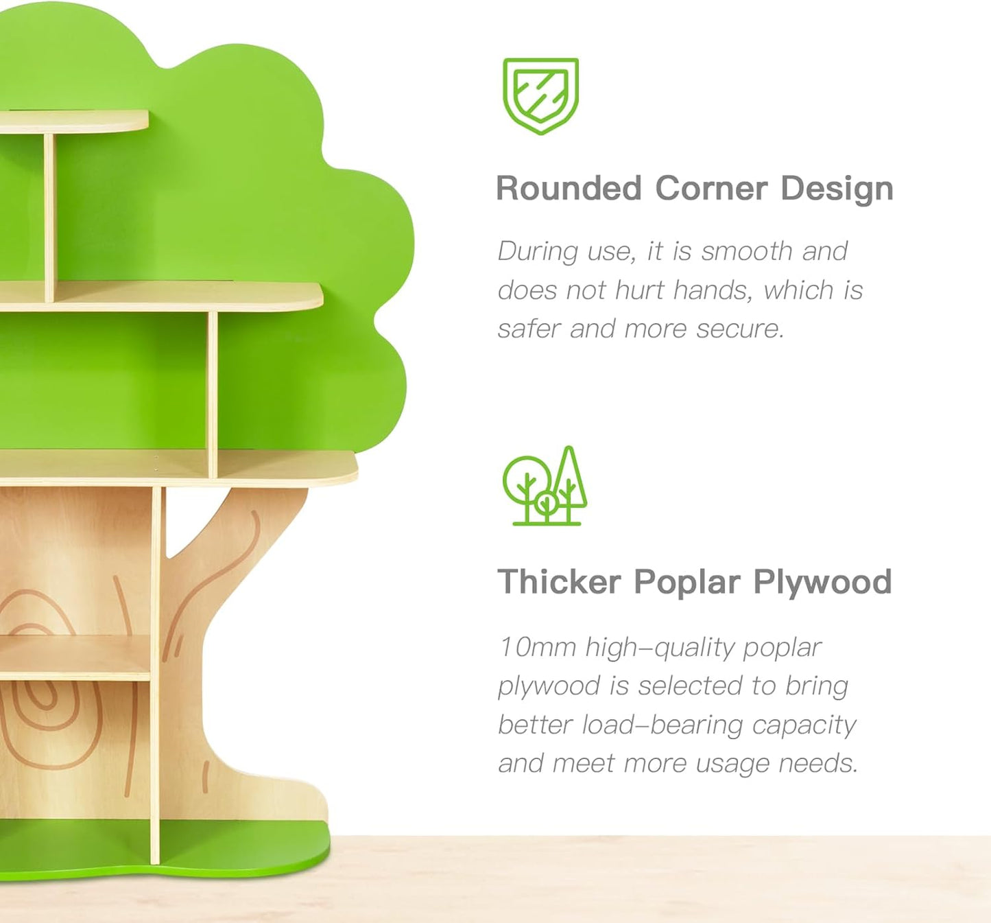 OOOK Kids Bookcase Tree Bookshelf for Kids Reading Nook, Montessori Book Shelf for Classroom, Kids Room, Playroom, Nursery