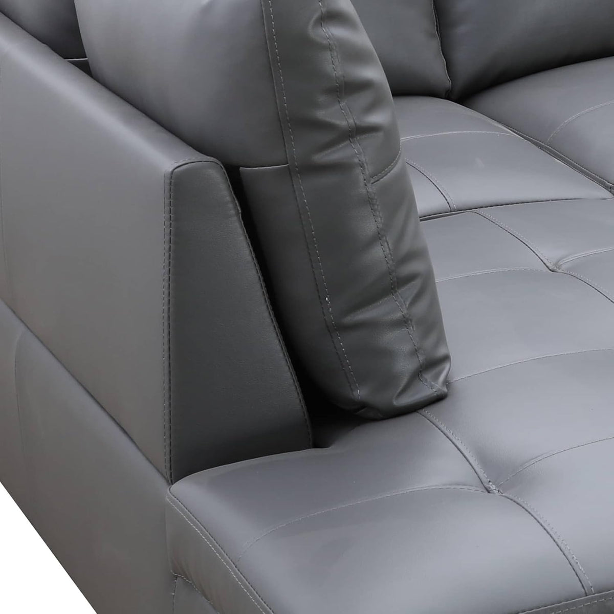 NicBex Sectional Couch 3 Pieces Sofa Set with Right Chaise Faux Leather L Shaped Cloud Couch for Living Room Furniture Sets with Storage Ottoman, Modular Sofa for Living Room & Apartment, Dark Grey