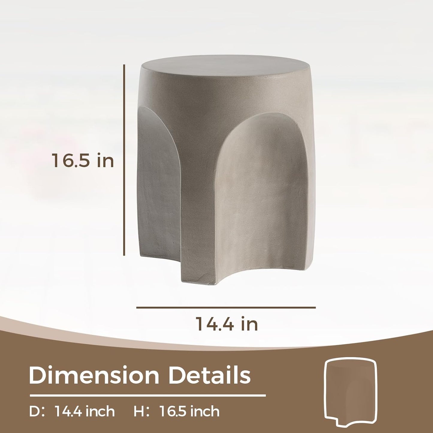 COSIEST Set of 2 Concrete Side Table Drum Shape, 2 Pieces Outdoor Side Table, Patio Accent Cement End Tables, Garden Decorative Stool, Plant Stand Drum Table, Grey
