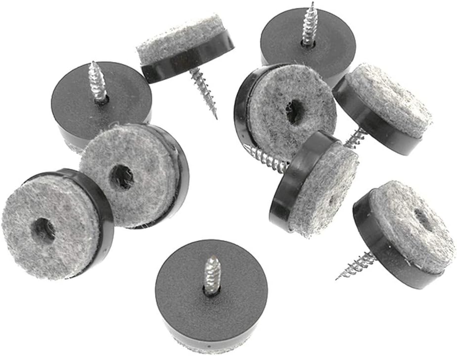 ALIMITOPIA 40pcs Screw-on Furniture Felt Pad Chair Glide Slider Hardwood Floor Protector for Wooden Leg Feet of Chair Table Furniture(Φ20mm or 0.8";Black)