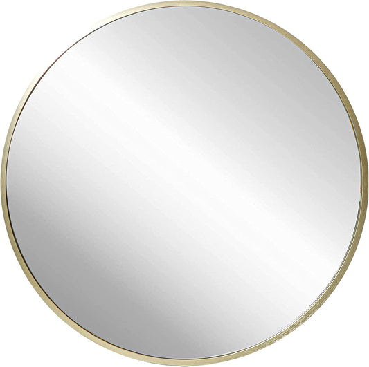 FrameWorks 20" Deluxe Contemporary Brass Gold Circular Aluminum Mirror