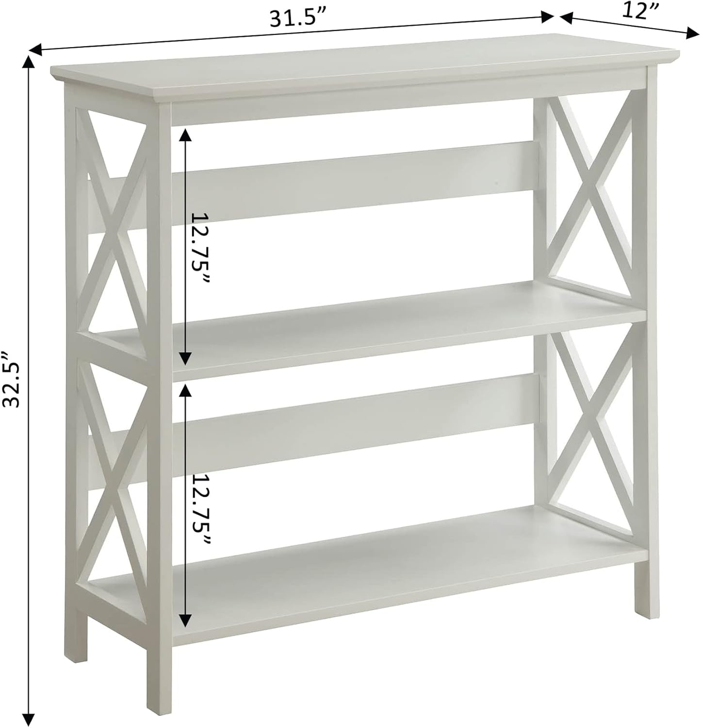 Convenience Concepts Oxford 3 Tier Bookcase, White