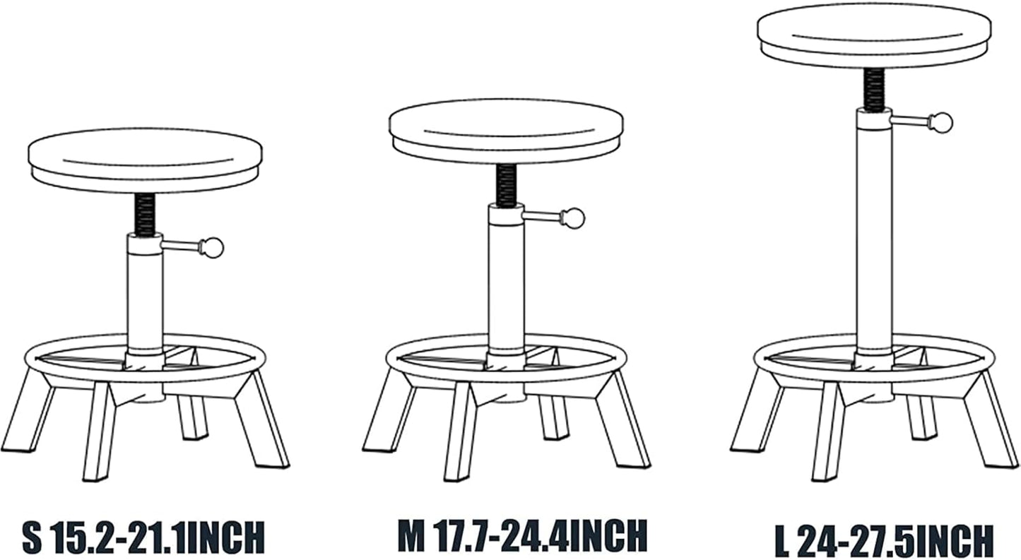 Set of 2 Swivel Pu Seat Bar Stools Industrial Style 17-24inch Height Adjustable Kitchen Stool Extra Guest Chair