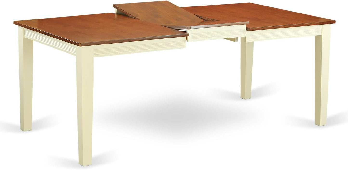 East West Furniture QUIP5-BMK-W 5 Piece Dinette Set for 4 Includes a Rectangle Dining Room Table with Butterfly Leaf and 4 Kitchen Dining Chairs, 40x78 Inch, Buttermilk & Cherry