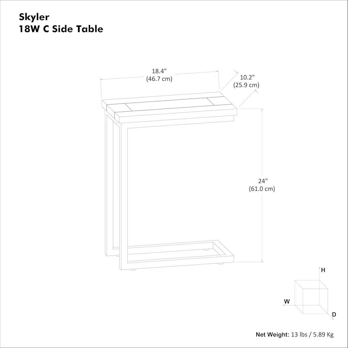 SIMPLIHOME Skyler 18-inch Wide Solid Mango/Metal Industrial C-Shaped End Table in Birch/Black for Living Room, Office, or Bedroom, Assembled