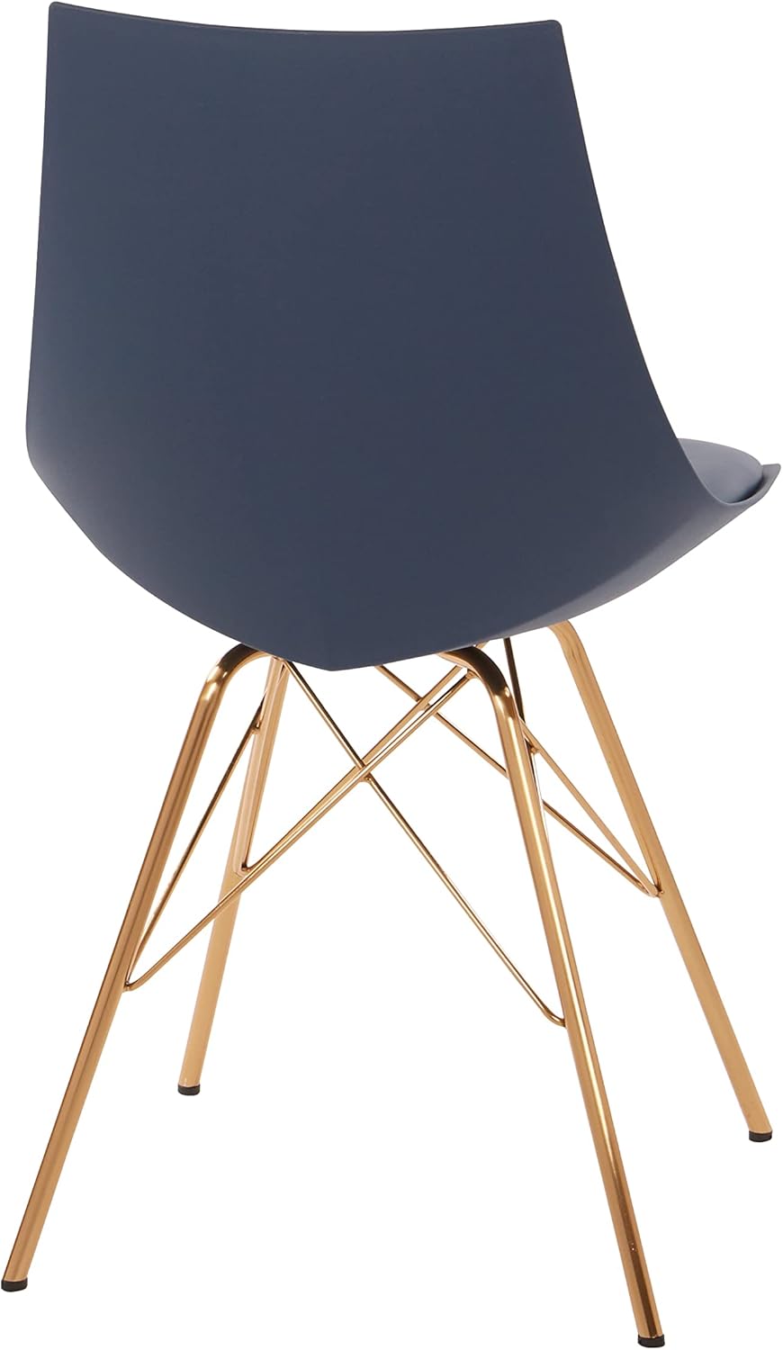 OSP Home Furnishings Oakley Mid-Century Modern Bucket Dining Chair with Faux Leather Padded Seat, Navy Blue