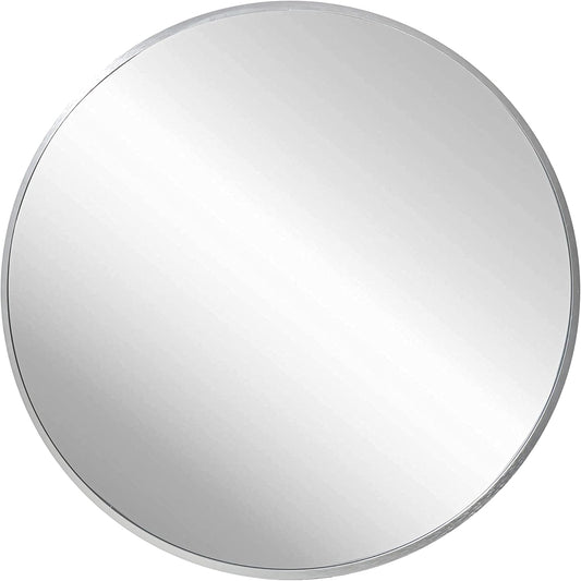 FrameWorks 20" Deluxe Contemporary Silver Circular Aluminum Mirror