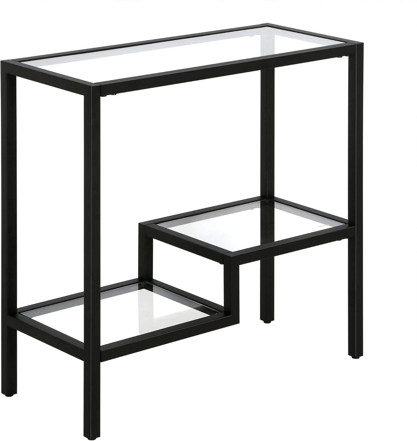 Henn&Hart 24" Wide Rectangular Side Table in Blackened Bronze, Table for Living Room, Bedroom