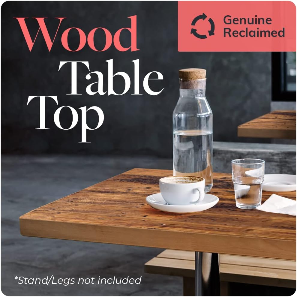 Reclaimed Wood Table Top - Rustic Recycled Wooden Piece Perfect for Signs, Counters, Kitchens, Dining and Coffee Table Tops (Straight Plank Table Top, 24" x 24")