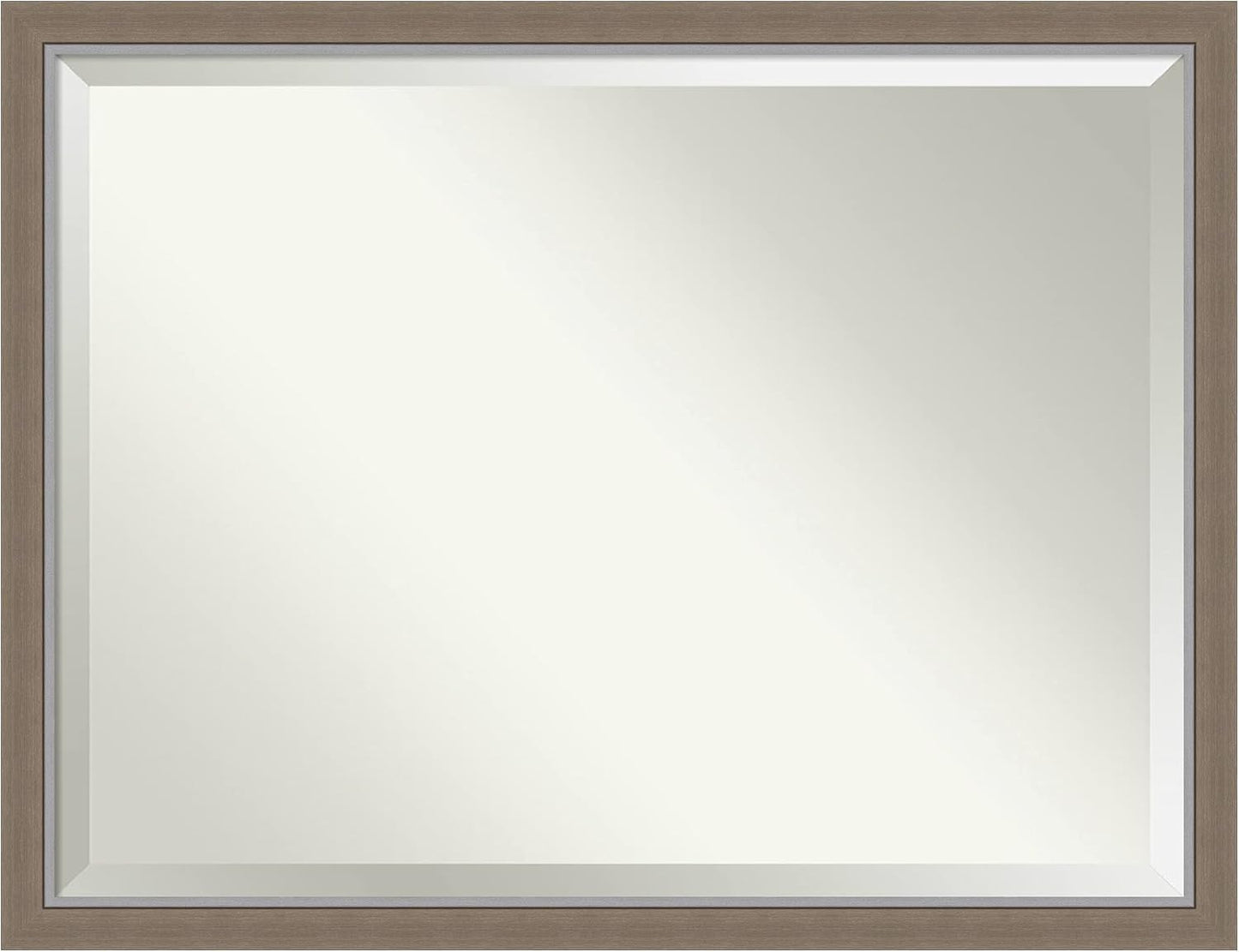 Amanti Art Brown Bathroom Mirror for Over Sink, 33x43 Eva Brown Narrow Rectangle Vanity Mirror, X-Large Rustic Farmhouse Frame, Hangs Horizonally and Vertically, Bathroom Wall Decor, Beveled Edge