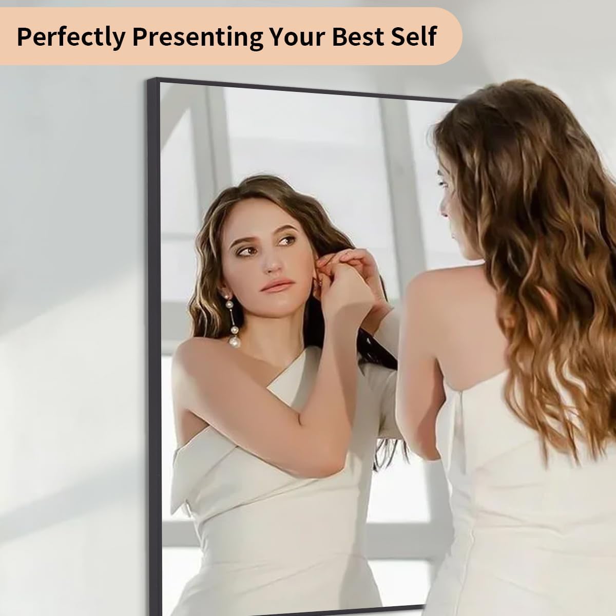 Koonmi Black Mirrors for Wall, 30x60 Inch Bathroom Mirror, Rectangular Wall Mirror for Living Room Bedroom Bathroom, Hangs Horizontally or Vertically