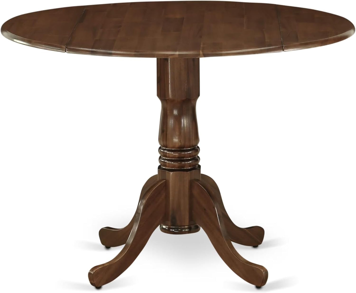 East West Furniture DMAB3-AWA-05 3 Piece Dinette Set for Small Spaces Contains a Round Dining Table with Dropleaf and 2 Grey Linen Fabric Parson Dining Chairs, 42x42 Inch, Walnut