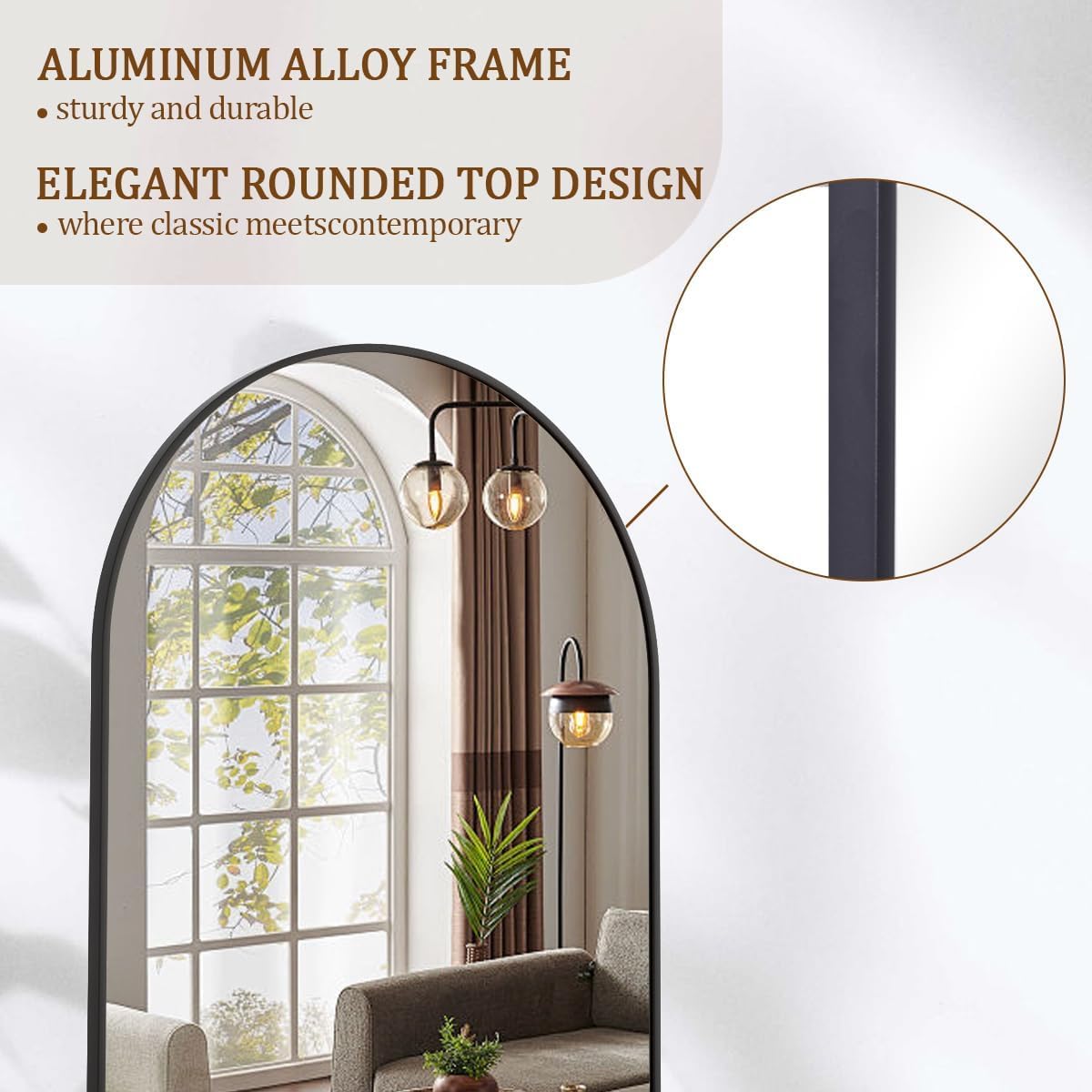 Koonmi Mirror Full Length 26x71 Inch, Arched Full Body Mirror, Free Standing Floor Mirror for Makeup and Dressing