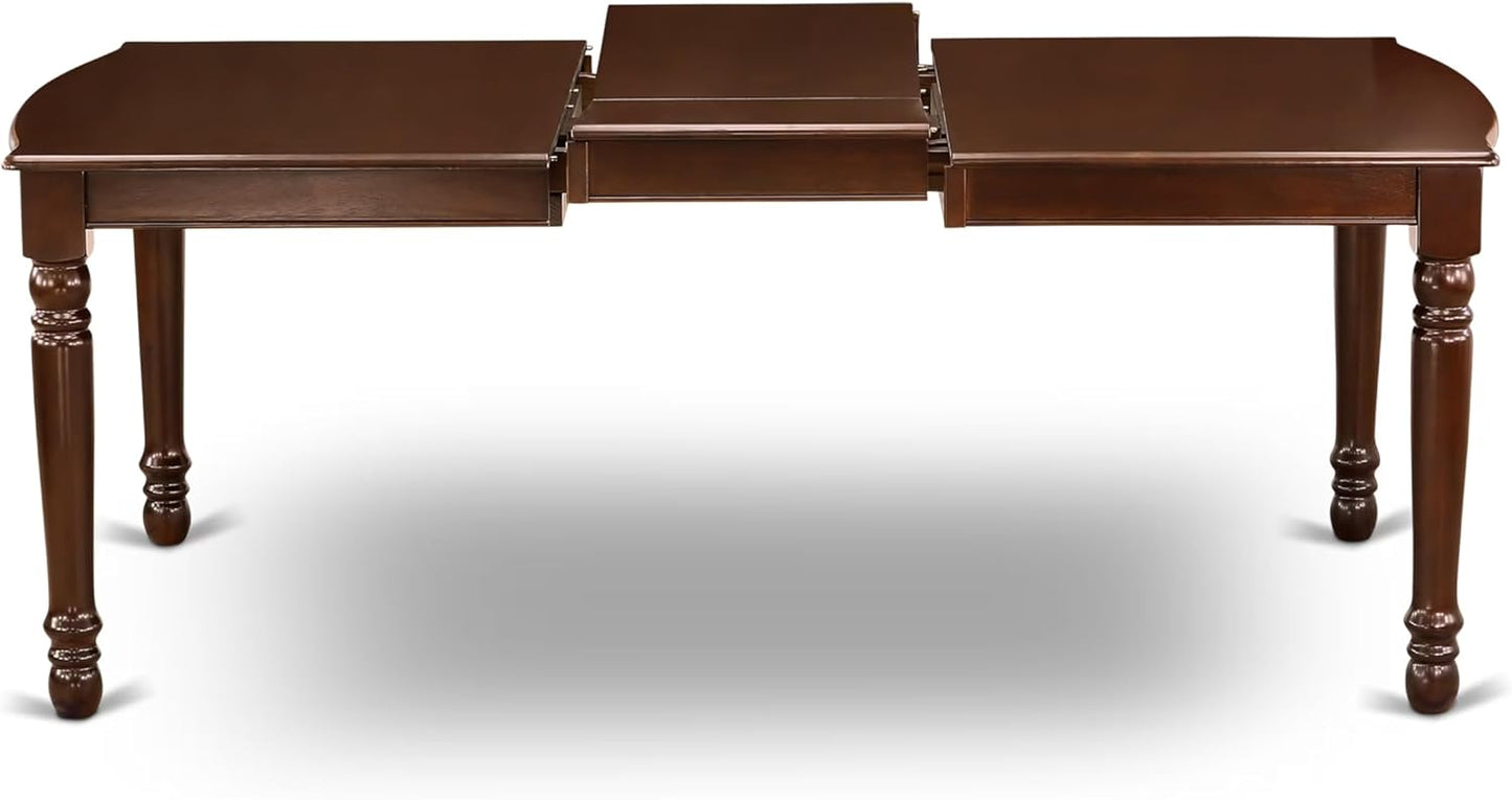 East West Furniture DONO5-MAH-C 5 Piece Dinette Set for 4 Includes a Rectangle Dining Table with Butterfly Leaf and 4 Linen Fabric Dining Room Chairs, 42x78 Inch, Mahogany