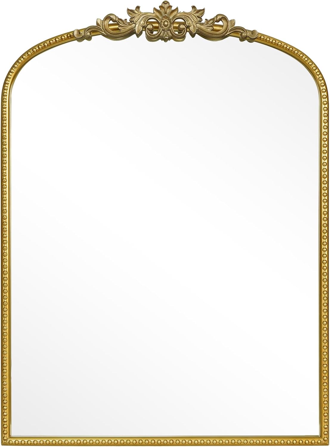 WallBeyond Gold Vintage Mirror - 24x32 Inch, Arched Antique Mirror with Ornate Frame for Bathroom, Living Room, Fireplace, Entryway
