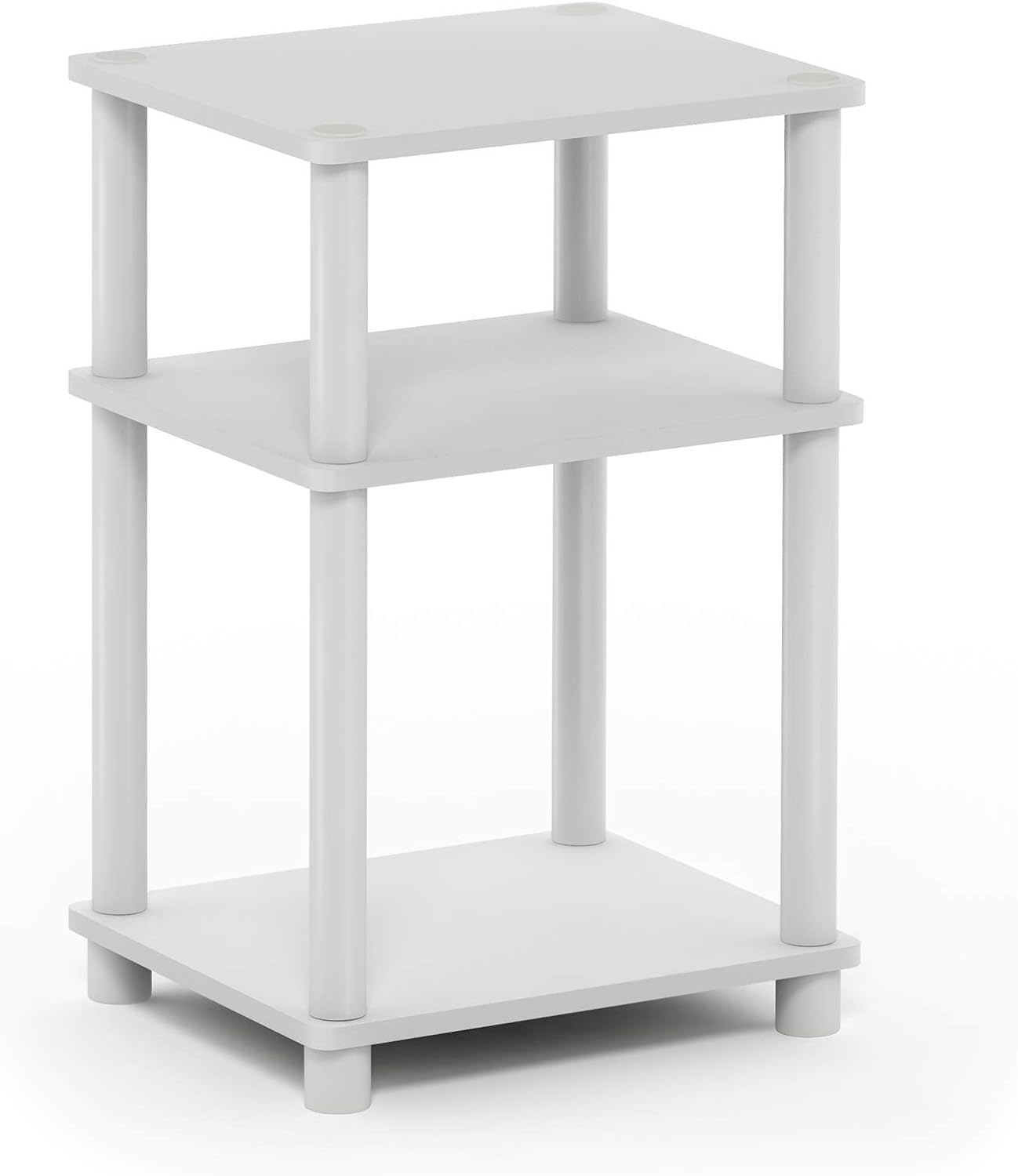 Furinno Just 3-Tier Turn-N-Tube End Table / Side Table / Night Stand / Bedside Table with Plastic Poles, 1-Pack, White(Espresso)/White
