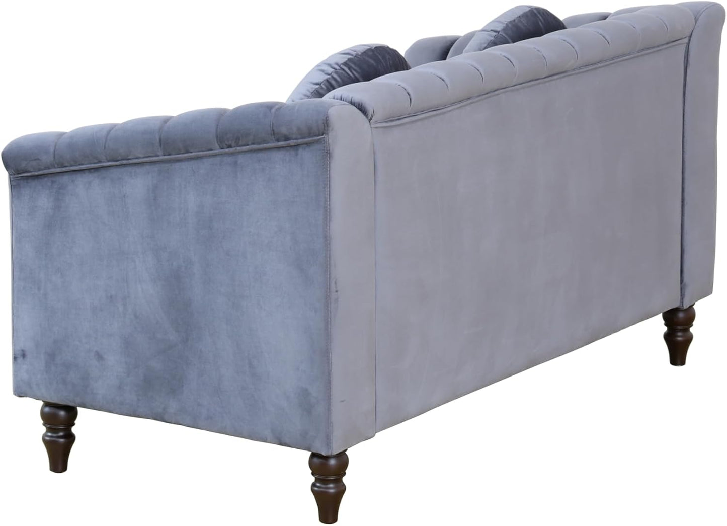 60" Loveseat Sofa, Microfiber Chesterfield Upholstered Sofas Love Seat, Couch Chair Sets with Style Button Tufted, Scroll Arms and Nailhead for Living Room, Office, Grey