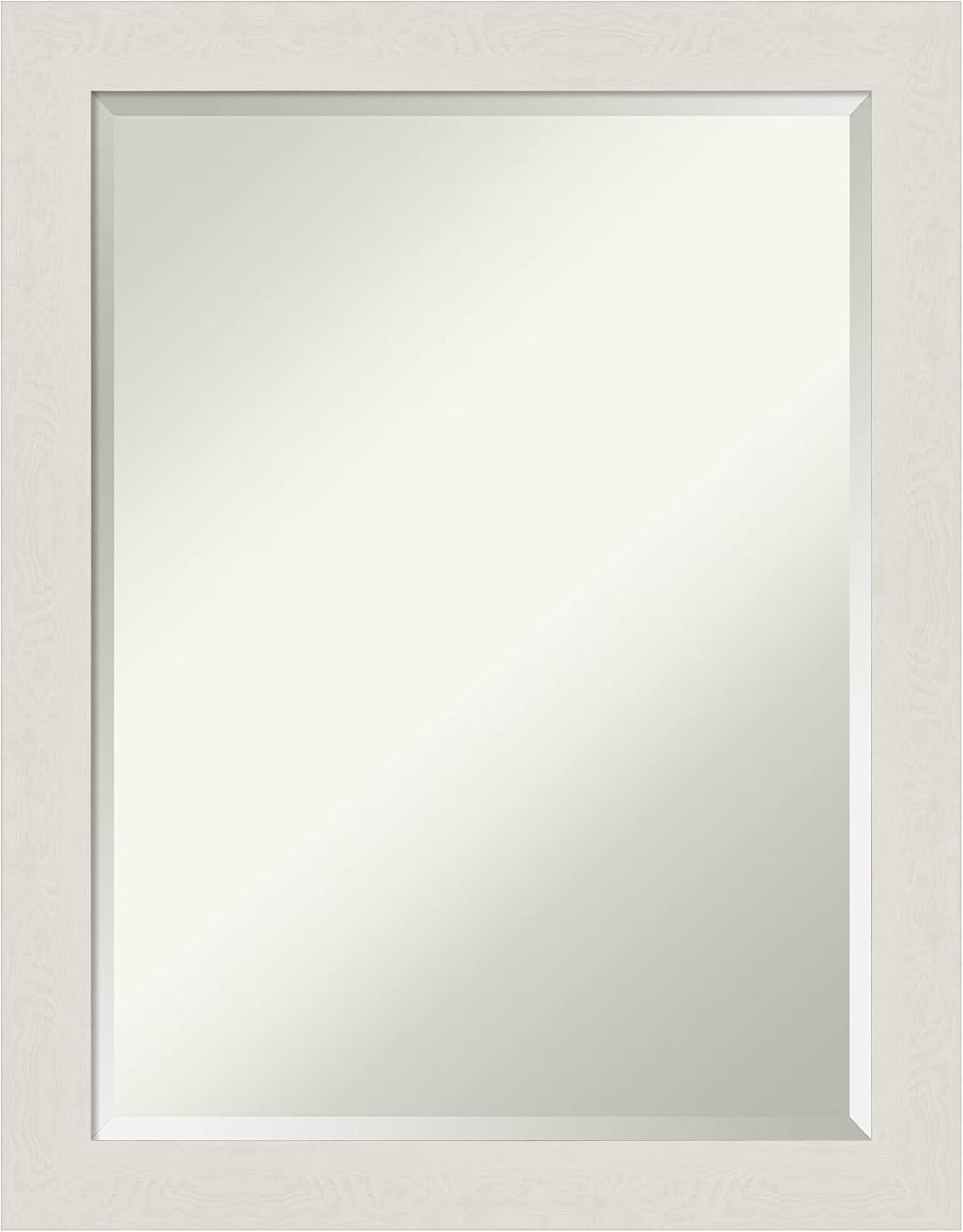 Amanti Art White Bathroom Mirror for Over Sink, 28x22 Rustic Plank White Narrow Rectangle Vanity Mirror, Medium Rustic Farmhouse Frame, Hangs Horizonally and Vertically, Bathroom Wall Decor, Beveled