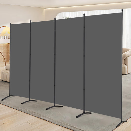 YASRKML Room Divider Folding Privacy Screens, Portable Room Divider Panel 4 Panel Partition Room Dividers Screen, Freestanding Room Partitions and Dividers Fabric Dividers for Room Separation, Grey