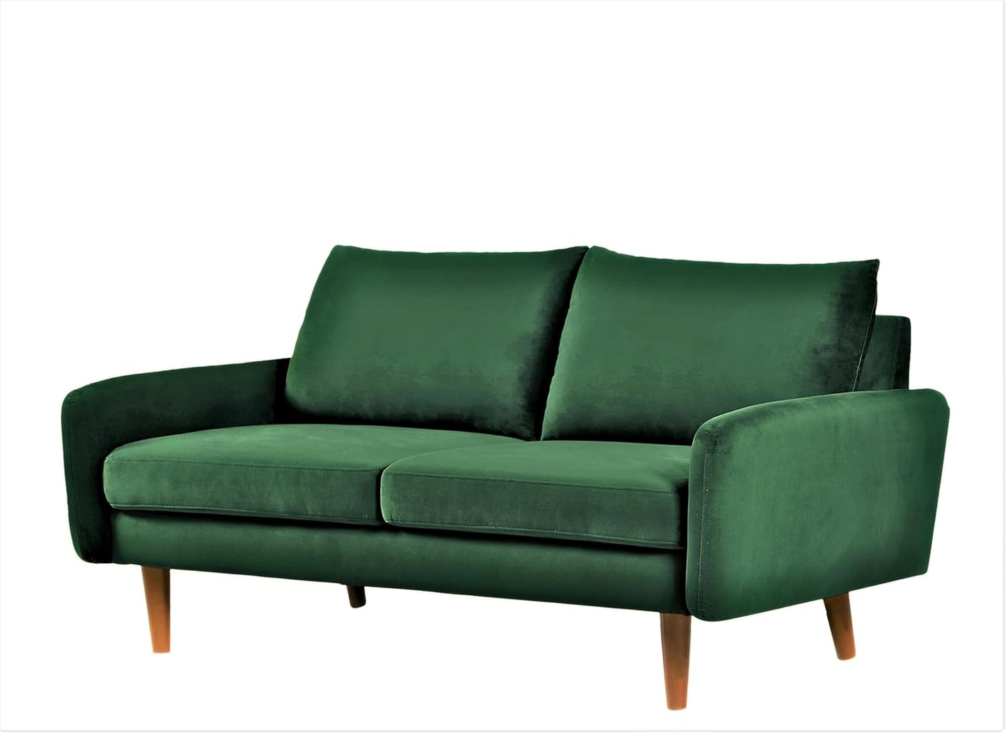 Container Furniture Direct Kent Velvet Loveseat Sofa for Modern Living Rooms and Compact Spaces, Comfy 2 Seater Couch Studio Apartment Furniture with Sleek Design, Green