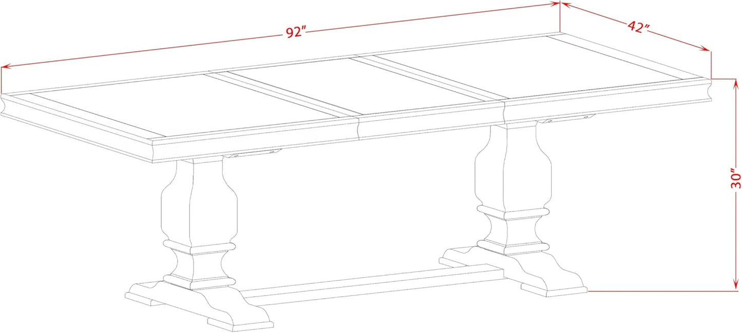 Luxe by East West Furniture - LKT-AWA-TP - a Dining Table with Removable Rectangular Tabletop – Antique Walnut