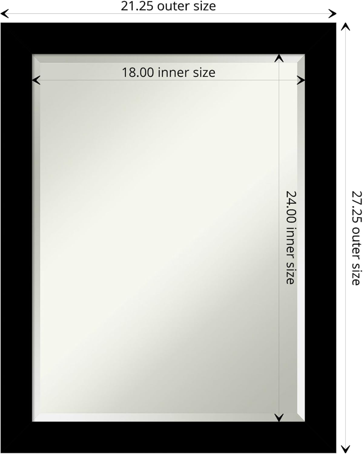 Amanti Art Black Bathroom Mirror for Over Sink, 28x22 Brushed Black Rectangle Vanity Mirror, Medium Modern Contemporary Frame, Hangs Horizonally and Vertically, Bathroom Wall Decor, Beveled Edge