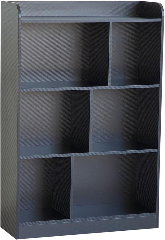Book Shelf with Back Panel Stability 6 Cube Bookcase Multifunctional Cube Storage Organizer for Bedroom Living Room Office Closet School in Black with 31.49''W