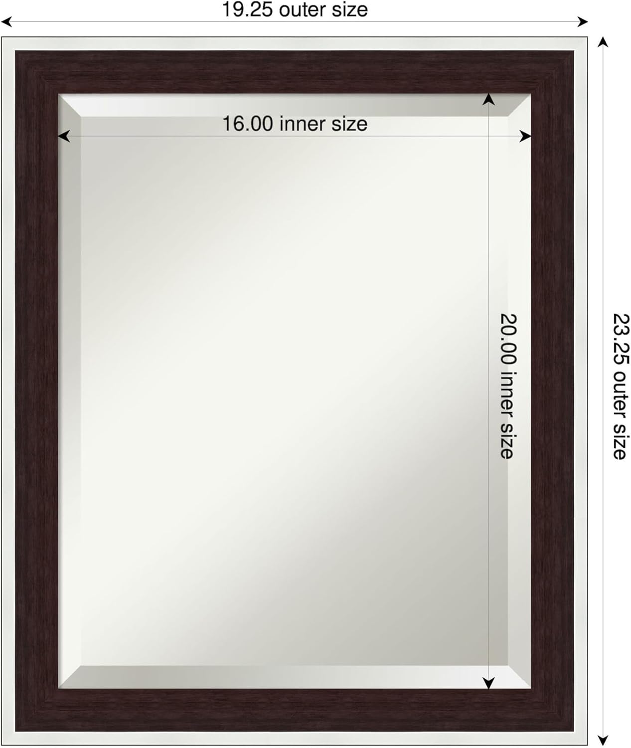 Amanti Art Wall Mirror 23x19 Maya Espresso Silver Rectangle Bathroom Mirror for Wall Decor Living Room, Small Modern Contemporary Frame, Hangs Horizonally and Vertically, Bathroom Decor, Beveled Edge