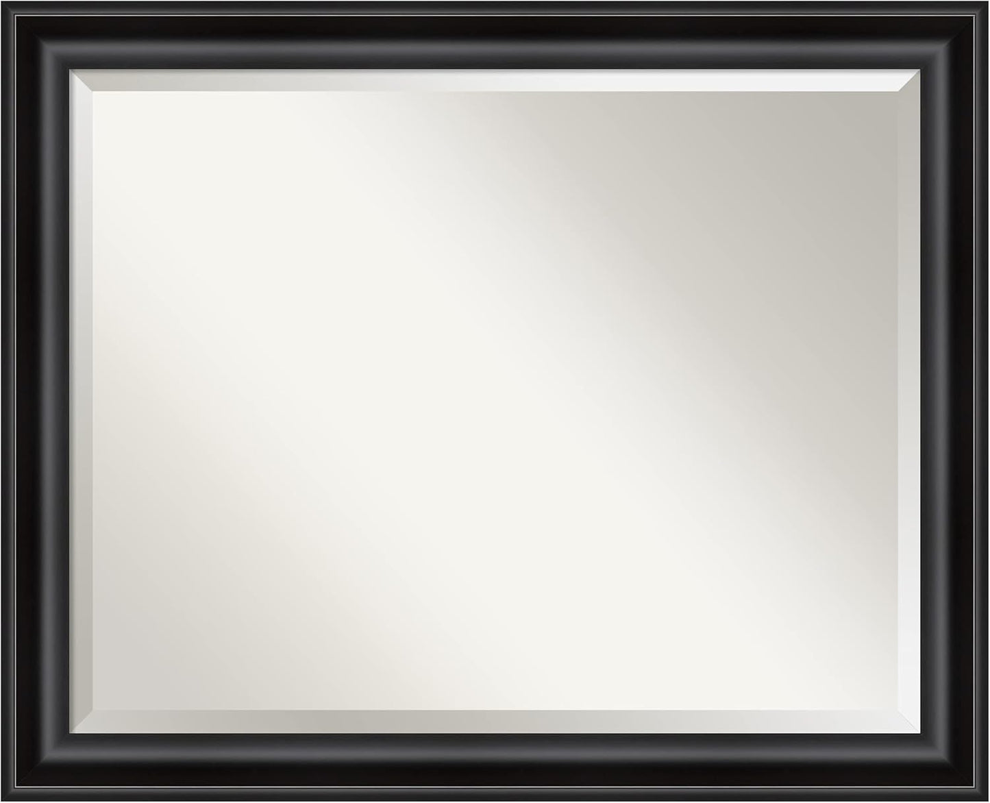 Amanti Art Black Bathroom Mirror for Over Sink, 26x32 Grand Black Narrow Rectangle Vanity Mirror, Large Casual Frame, Hangs Horizonally and Vertically, Bathroom Wall Decor, Beveled Edge