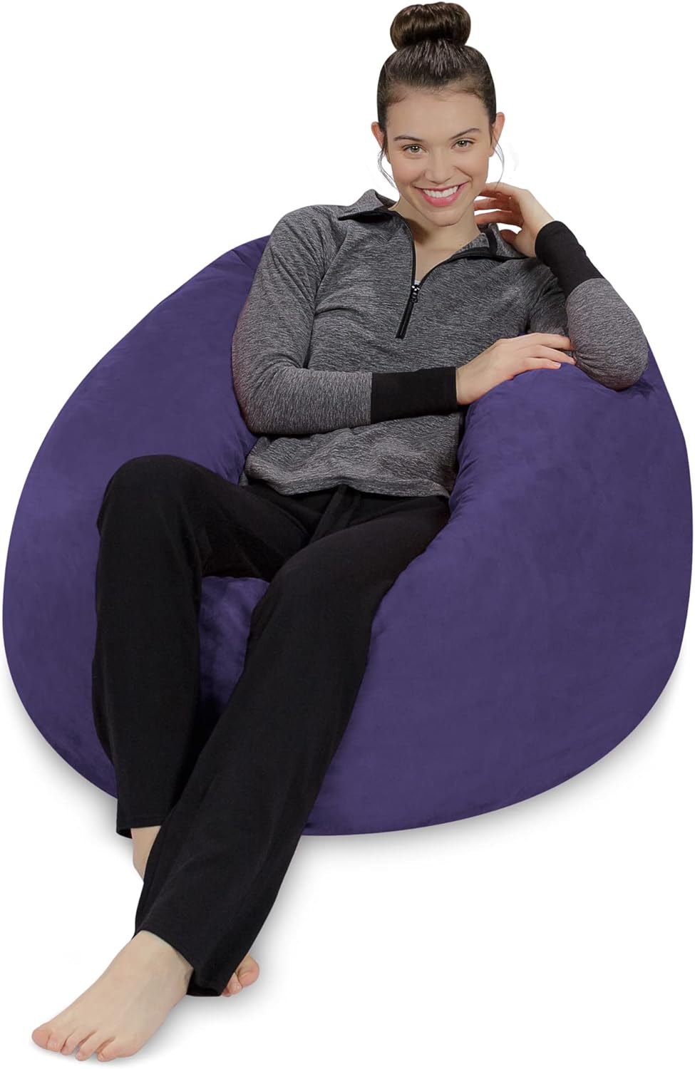Sofa Sack Bean Bag Chair - Plush, Ultra Soft - Memory Foam Bean Bag Chair with Microsuede Cover - Stuffed Foam Filled Furniture and Accessories for Dorm Room 3 Feet - Violet