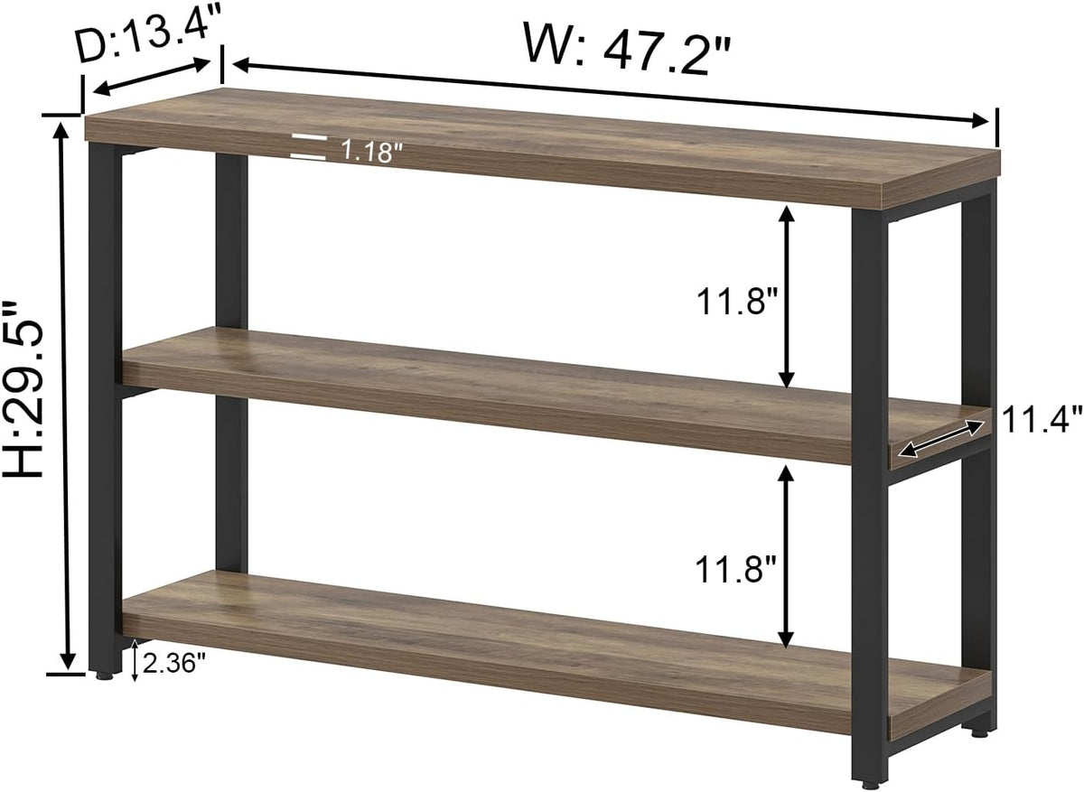 EXCEFUR Modern Sofa Table Behind Couch, Console Table with 3 Tier Shelves, Foyer Tables for Living Room Entryway Hallway, Rustic Oak