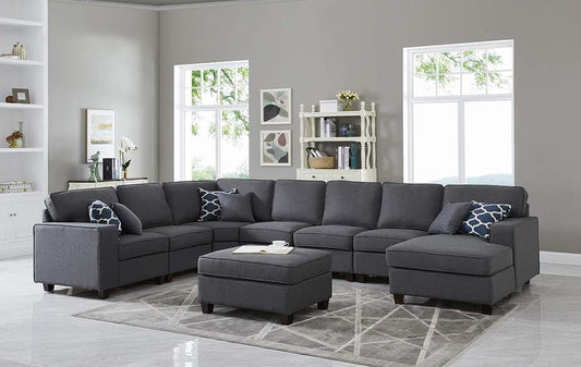 Devion Furniture Meridian Sectional Modular Sofa with Ottoman for Living Room, Apartment, Bedroom, Office, Dorm