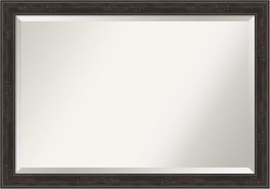 Amanti Art Brown Wall Mirror 28x40 Shipwreck Greywash Narrow Rectangle Bathroom Mirror for Wall Decor Living Room, Large Traditional Frame, Hangs Horizonally and Vertically, Bathroom Decor, Beveled