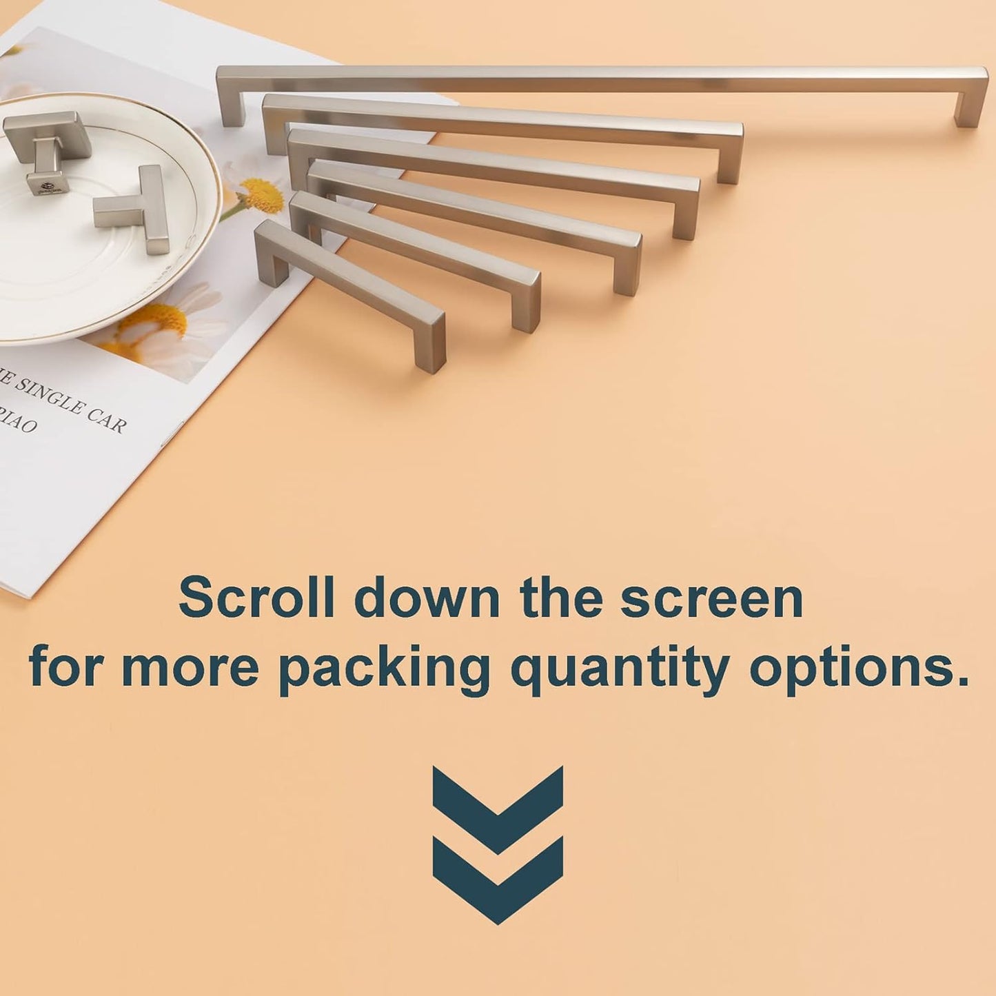 KOOFIZO 20-Pack Solid Square Bar Cabinet Handle - Brushed Nickel Furniture Pull, 5 Inch/128mm Screwhole Distance for Kitchen Cupboard Door, Bedroom Dresser Drawer, Bathroom Wardrobe Hardware